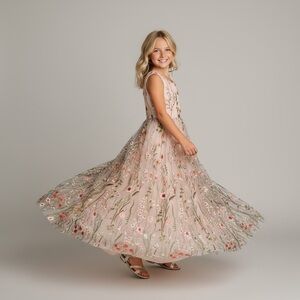 NEW JUST PURCHASED Azazie Arianna Blush Pink Floral Flower Girl Dress Size 14